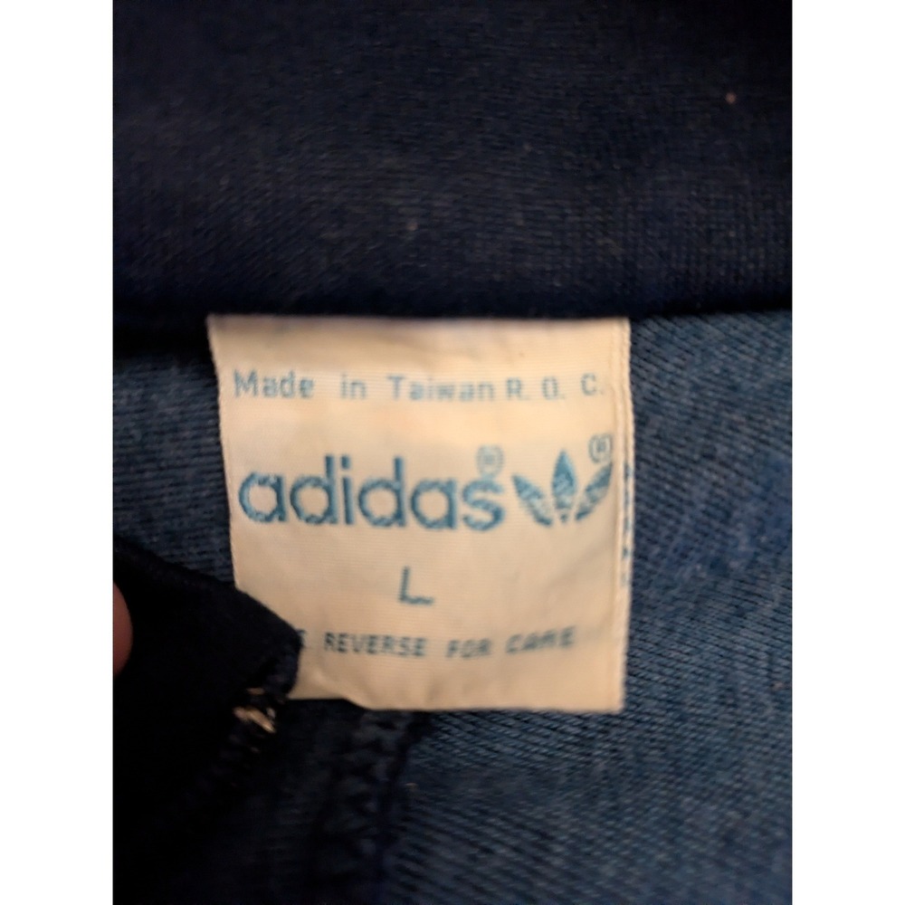1970 Retro Adidas Track Jacket Red Navy White 3 Stripe Zip Up Taiwan Large - Picture 2 of 5